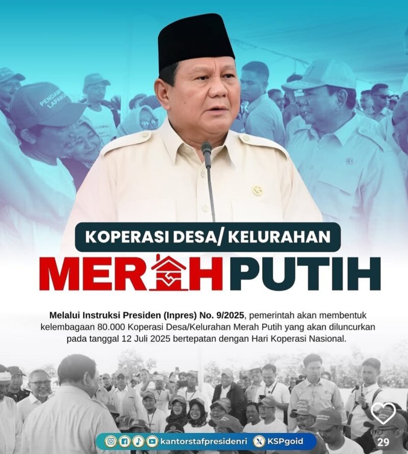Dok.Laman staffpresiden ig. Prabowo Akan Resmikan Koperasi Merah Putih 12 Juli, 78 Ribu Desa Sudah Siap