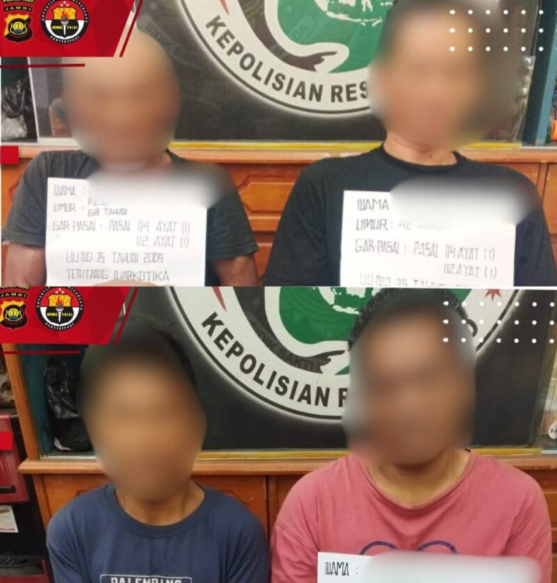 Polres Tebo Bekuk 4 Pengedar Sabu di Sumay dan Tengah Ilir, Total 25 Paket Diamankan