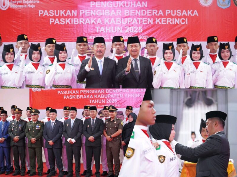 Semangat Merah Putih, Bupati Monadi Kukuhkan Paskibraka Kerinci 2025
