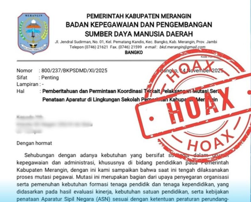 BKPSDMD Merangin Tegaskan Surat Edaran Mutasi ASN yang Beredar Hoaks