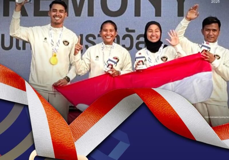 Medali Emas Tim Indonesia: Water Ski dan Wakeboard, water Ski Slalom Team. (Foto Kemenpora)