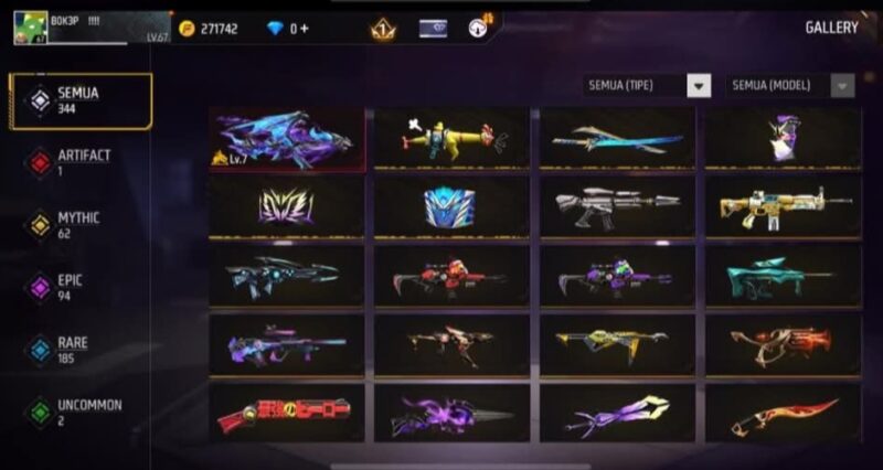 Klaim senjata Free Fire