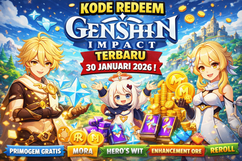Kode redeem Genshin Impact terbaru 30 Januari 2026. Klaim Primogem gratis dan hadiah menarik sebelum kode kedaluwarsa!