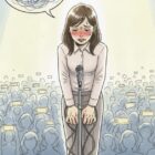 ilustrasi seorang grogi tampil di depan umum 