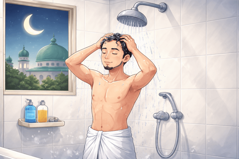 ilustrasi mandi sebelum puasa (Foto Al)