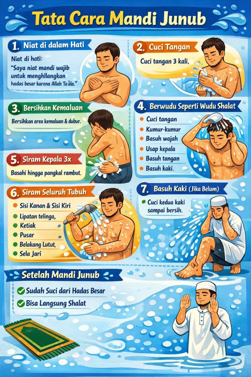 Tata Cara Mandi Junub yang Benar Sesuai Sunnah, Jangan Keliru