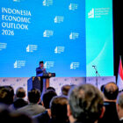 Presiden Republik Indonesia Prabowo Subianto saat menghadiri Indonesia Economic Outlook 2026 di Jakarta pada Jumat (13/2/2026) (Foto Setkab RI)