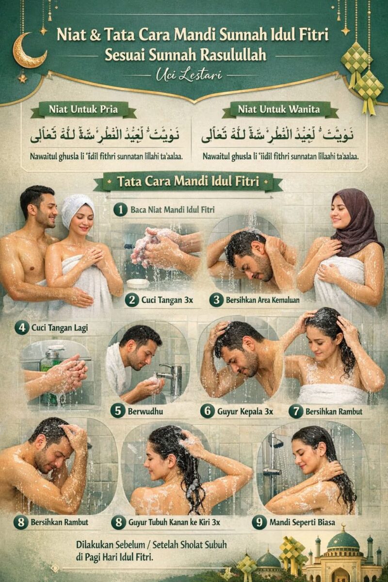 Perbedaan Niat Mandi Sunnah Idulfitri Pria dan Wanita Jangan Sampai Keliru