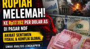 Rupiah Tertekan Sentuh Rp17.192 per Dolar AS