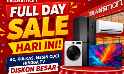 Transmart Full Day Sale Hari Ini! AC, Kulkas, Mesin Cuci hingga TV Diskon Besar