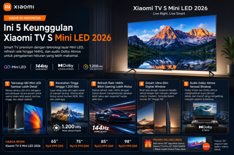 ilustrasi Xiaomi TV S Mini LED 2026 (foto Al)