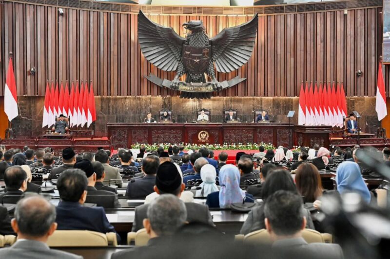 pidato presiden dalam Rapat Paripurna DPR RI ke-19 Masa Persidangan V Tahun Sidang 2025–2026 di Gedung Nusantara MPR/DPR/DPD RI, Jakarta, Rabu (20/5/2026).
