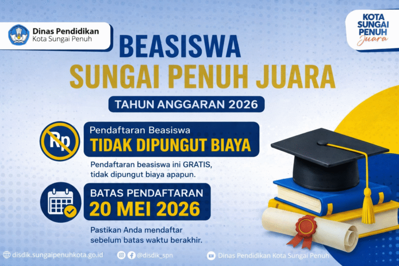 Kabar Bai Pemkot Sungai Penuh Buka Beasiswa Juara 2026 Gratis