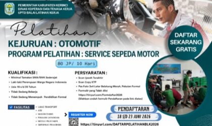 BLK Kerinci Buka Pelatihan Service Sepeda Motor Gratis