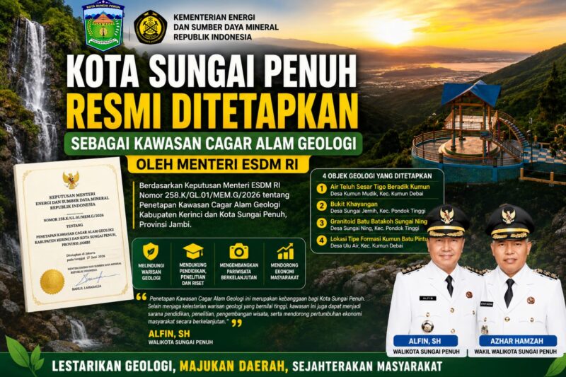 Empat Situs Geologi Sungai Penuh Resmi Jadi Kawasan Cagar Alam Geologi