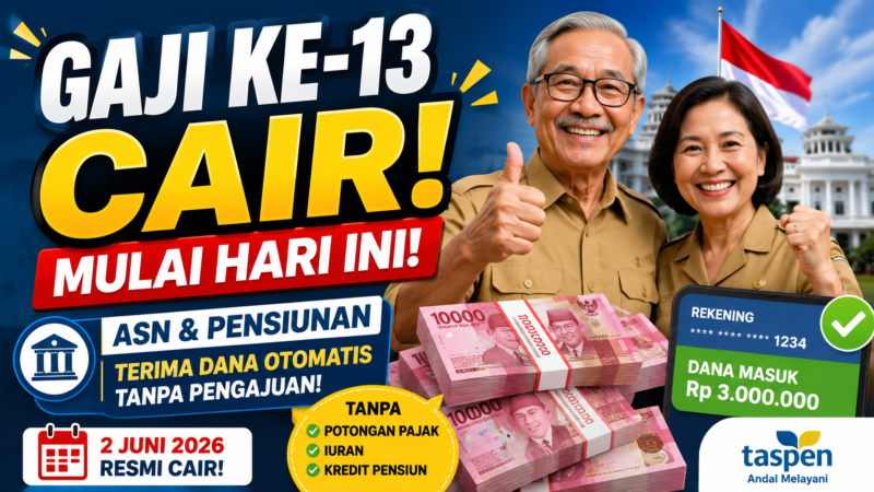 Kabar Gembira! Gaji Ke-13 ASN dan Pensiunan Cair Hari ini