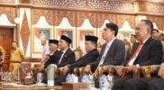 Al Haris dan pimpinan daerah mengikuti peresmian Program IJD 2025 yang dipimpin Presiden Prabowo Subianto secara daring dari Auditorium Rumah Dinas Gubernur Jambi, Selasa (23/6/2026)