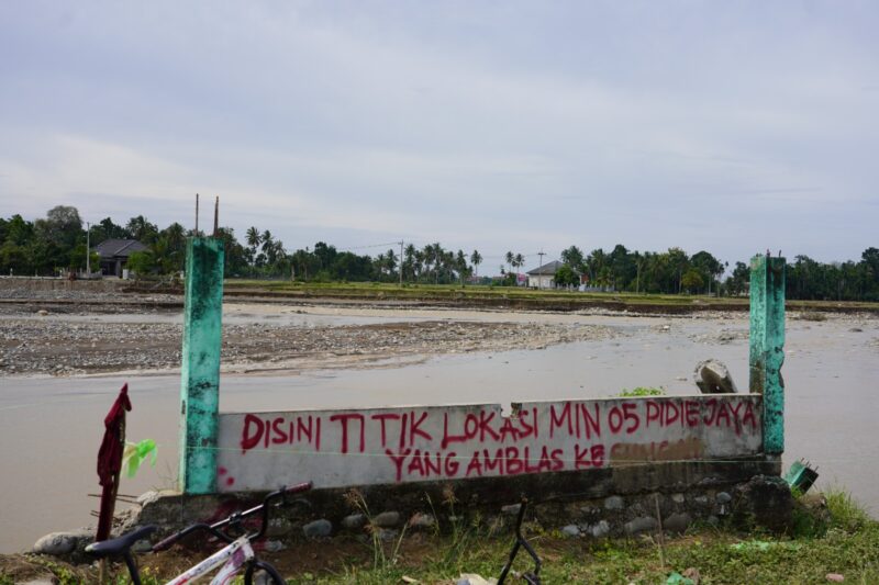 Titik lokasi MIN 5 Pidie Jaya yang hilang diterjang banjir