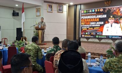 Rakor Penanggulangan Karhutla di Aula Rumah Dinas Bupati Merangin, Jumat (21/8).