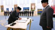 Presiden Prabowo Subianto melantik Suahasil Nazara sebagai Menteri Keuangan Kabinet Merah Putih