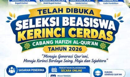Pendaftaran Beasiswa Kerinci Cerdas 2026 Dibuka hingga 10 Oktober