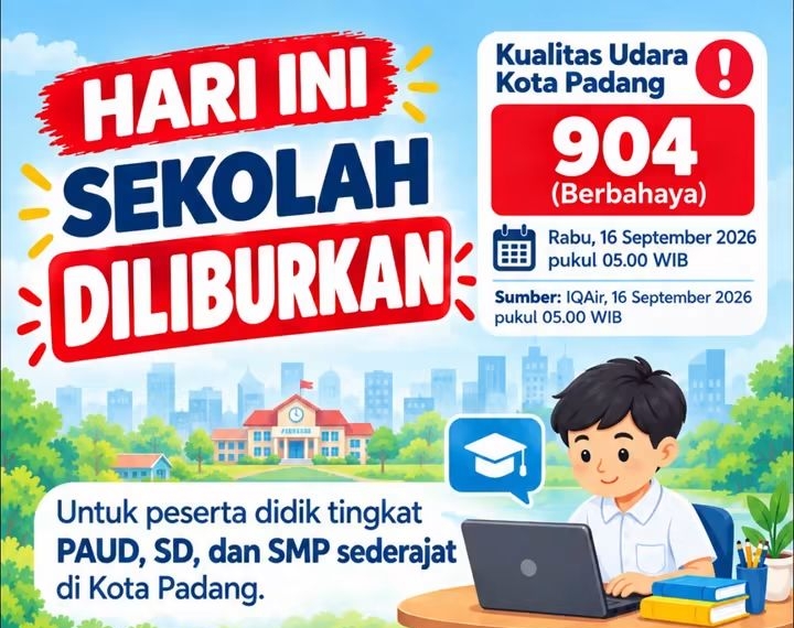 AQI Capai 904, Sekolah di Kota Padang Diliburkan