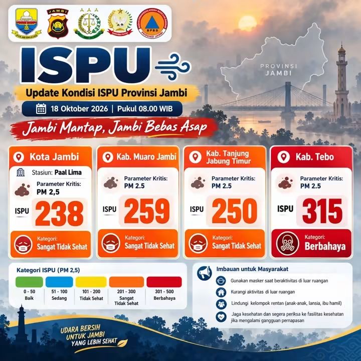 Karhutla Jambi Bakar 4.852 Hektare, Udara Tebo Berbahaya