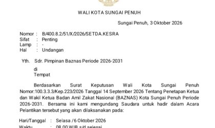 Pelantikan Pimpinan BAZNAS Sungai Penuh Digelar Besok