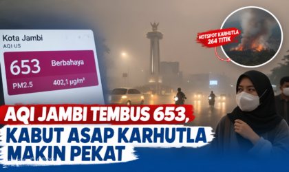 AQI Jambi Tembus 653, Kabut Asap Karhutla Makin Pekat