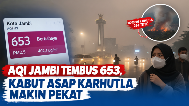 AQI Jambi Tembus 653, Kabut Asap Karhutla Makin Pekat