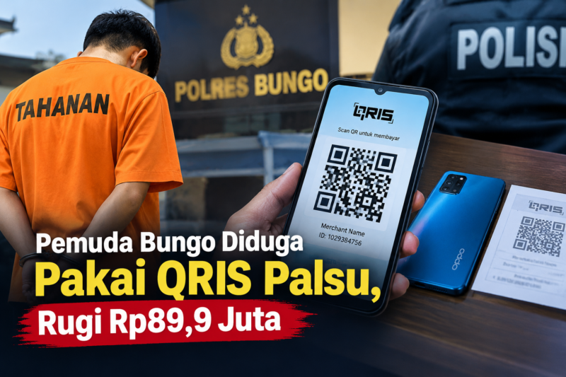 Pemuda Bungo Diduga Pakai QRIS Palsu, Rugi Rp89,9 Juta